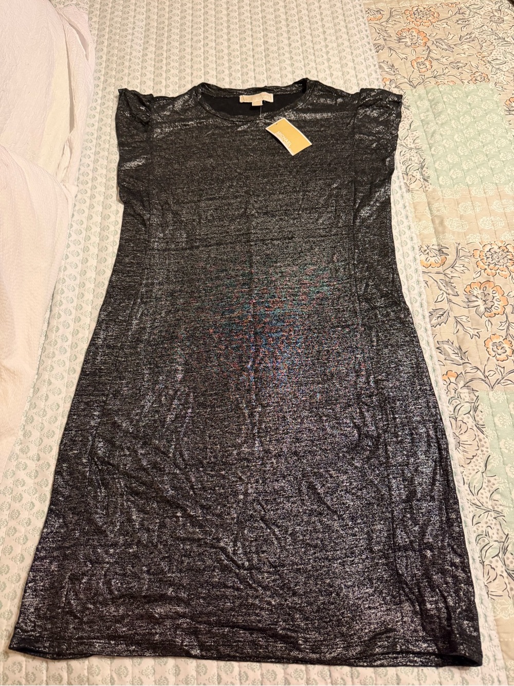 Michael Kors Metallic Black Midi Dress